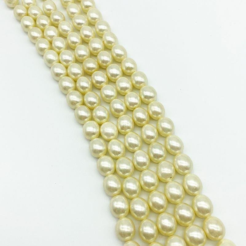FIO DE PEDRA PEROLA SHELL CREME OVO 13X15MM