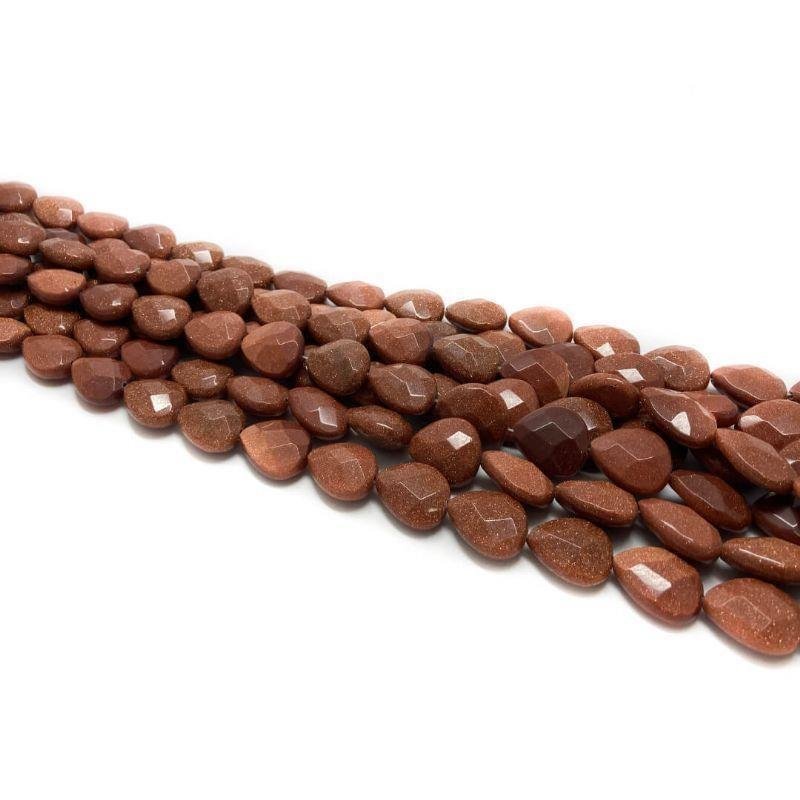 FIO DE GOLDSTONE MARROM GOTA FACETADA 20X30MM