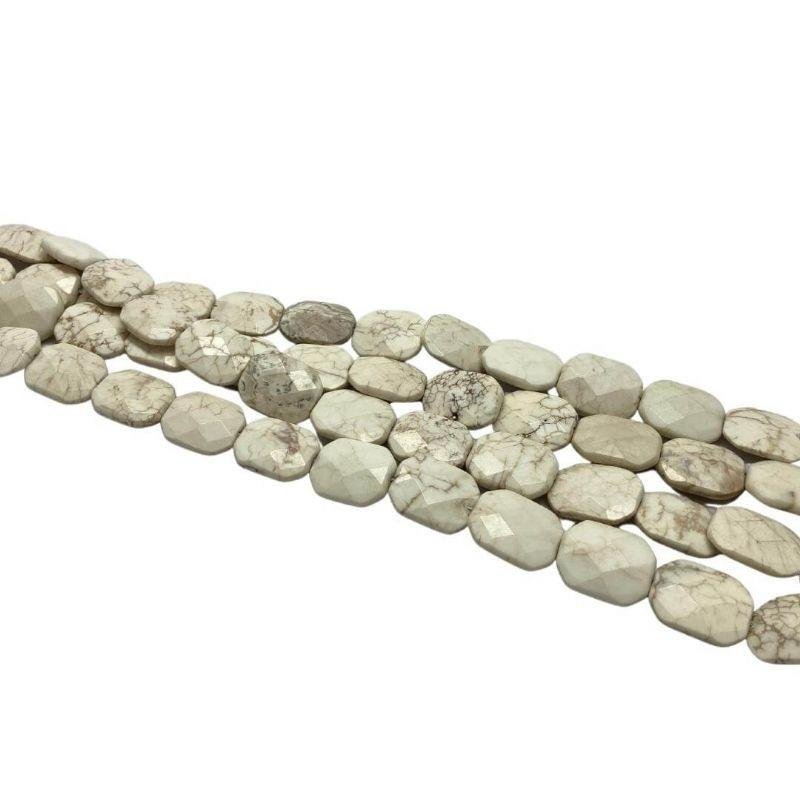 FIO DE PEDRA HOWLITA BRANCA OCTOGONO FACETADO 20X25MM