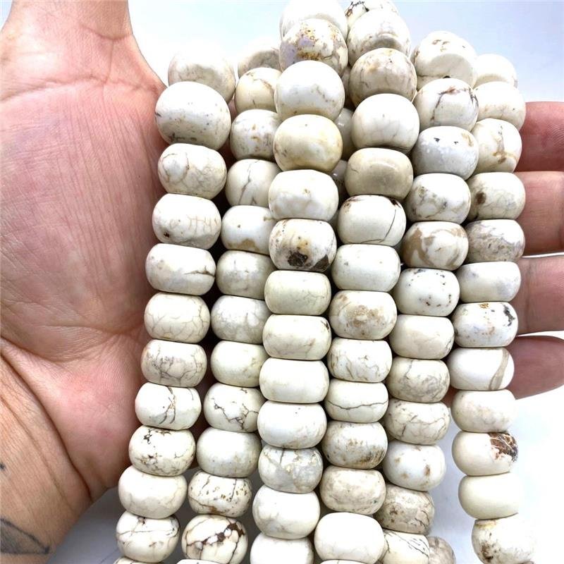 FIO DE PEDRA HOWLITA BRANCA RONDEL LISO 10X14MM