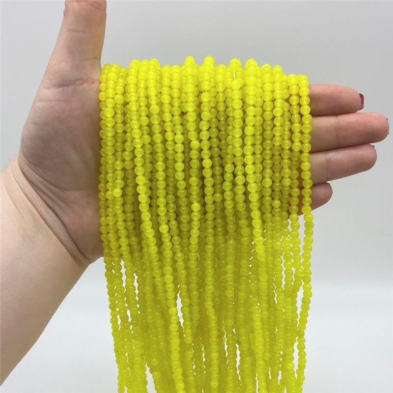 FIO DE PEDRA JADE AMARELO NEON BOLA LISA 4MM