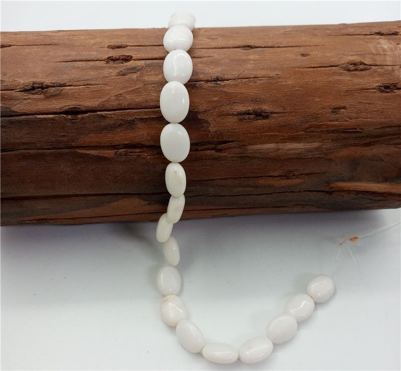 FIO DE PEDRA JADE BRANCO OVAL 12X16MM