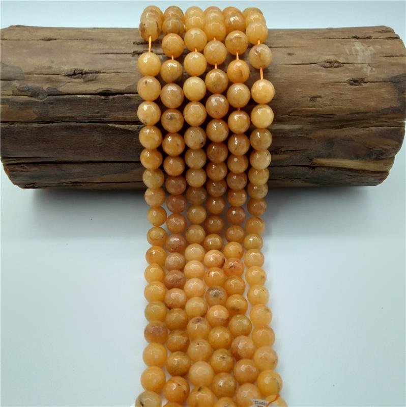 FIO DE PEDRA JADE LARANJA BOLA FACETADO 12MM