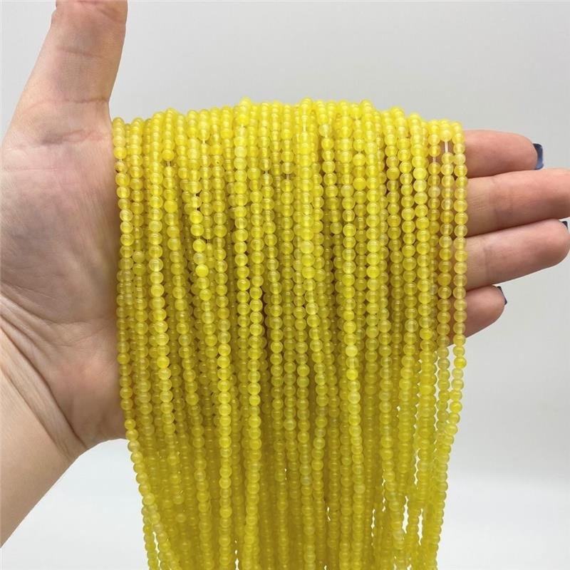 FIO DE PEDRA JADE AMARELO BOLA LISA 3MM