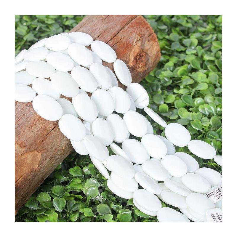 FIO DE PEDRA JADE BRANCO OVAL FACETADA 18X25MM