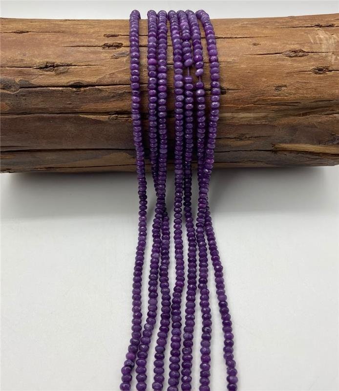 FIO DE PEDRA JADE ROXO RONDEL FACETADO 3X5MM