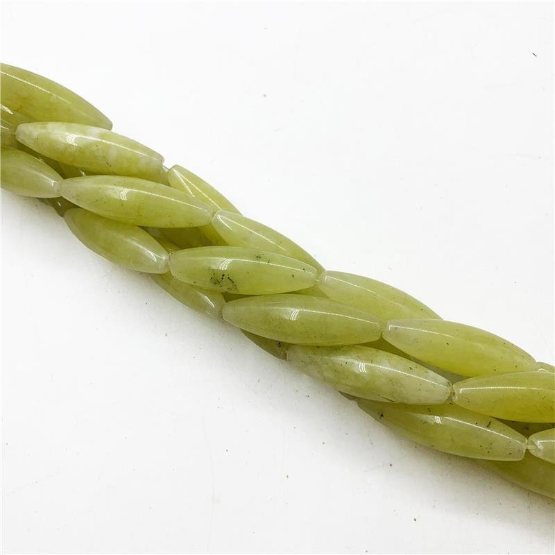 FIO DE PEDRA JADE VERDE LIMÃO TAMBOR 12X40MM