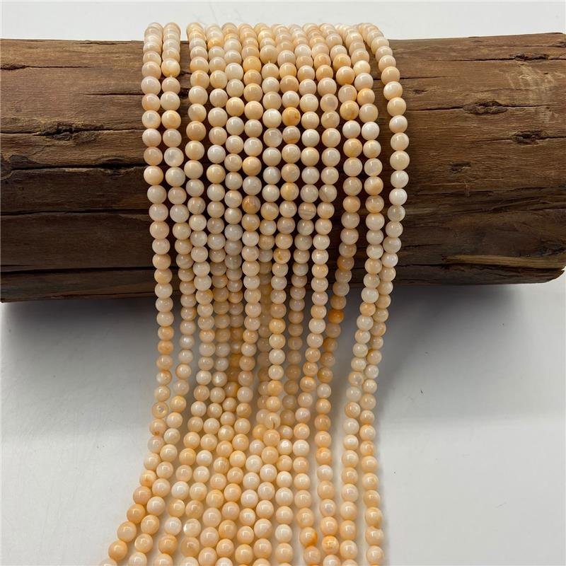FIO DE PEDRA MADREPEROLA NATURAL LARANJA BOLA LISA 6MM
