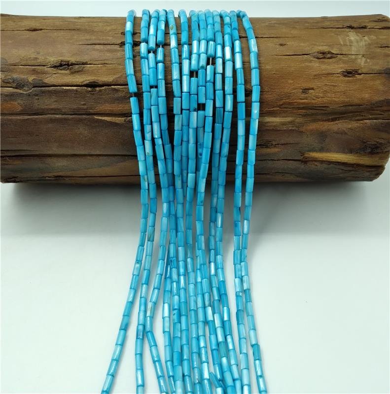FIO DE PEDRA MADREPEROLA NATURAL AZUL PALITO LISO 4X8MM