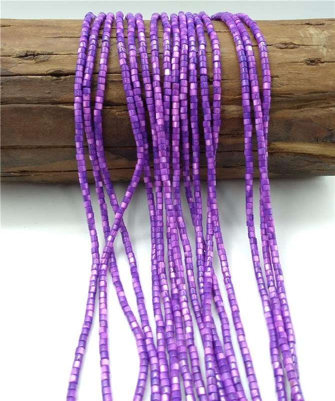 FIO DE PEDRA MADREPEROLA NATURAL ROXO RONDEL LISO 3X4MM