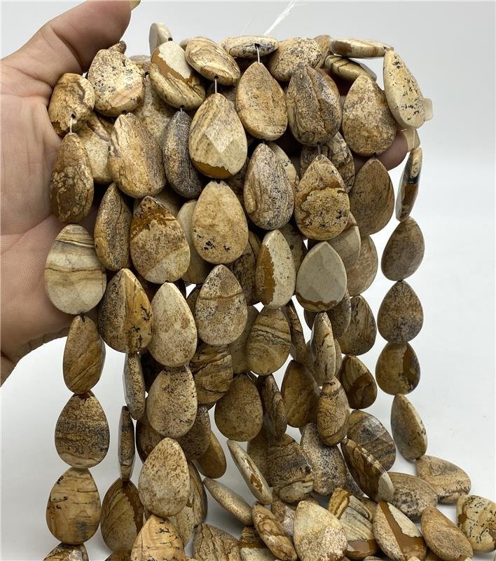FIO DE JASPE MADEIRA GOTA FLAT FACETA 20X30MM 