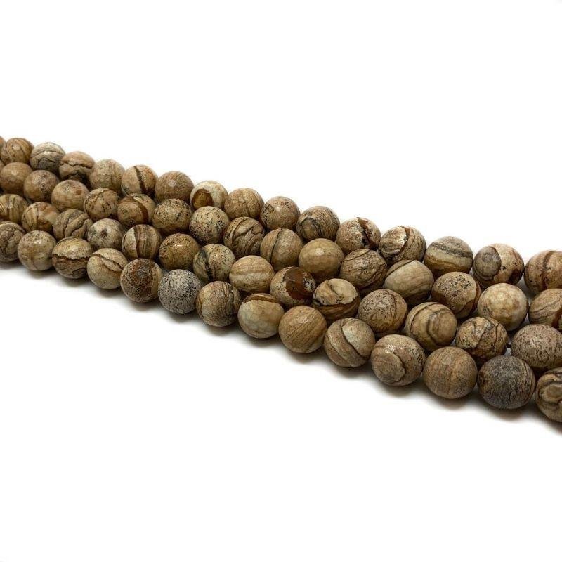 FIO DE JASPE MADEIRA BOLA FACETADA 14MM