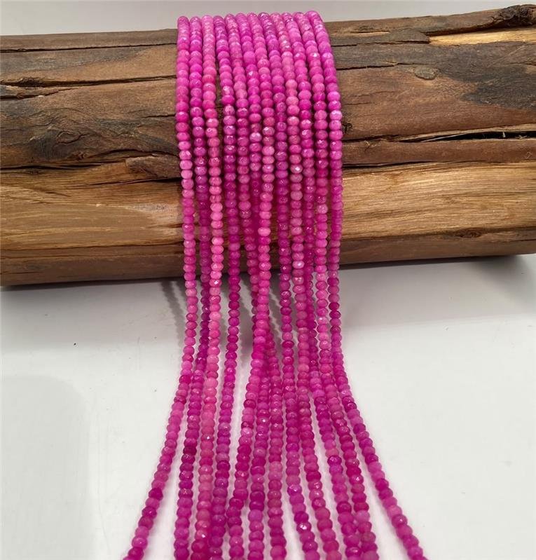 FIO DE PEDRA JADE PINK NEON RONDEL FACETADO 2X4MM
