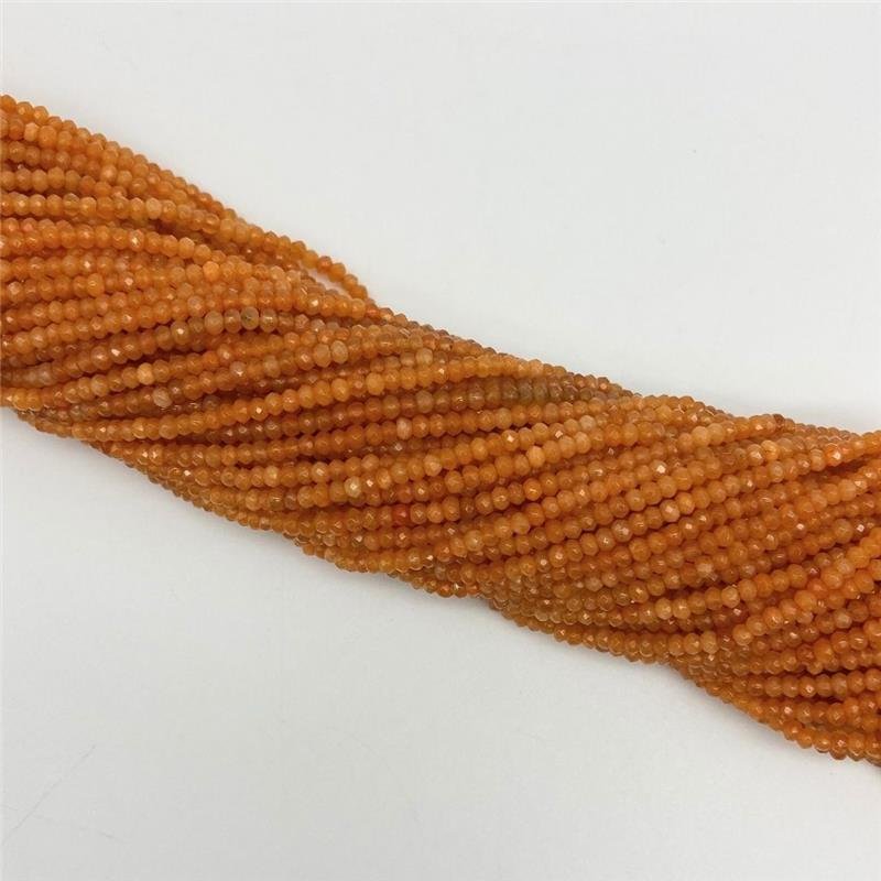 FIO DE PEDRA JADE LARANJA ESCURO RONDEL FACETADO 3MM
