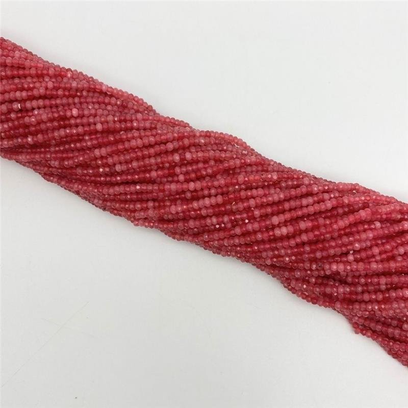 FIO DE PEDRA JADE ROSA CHICLETE RONDEL FACETADA 3MM 