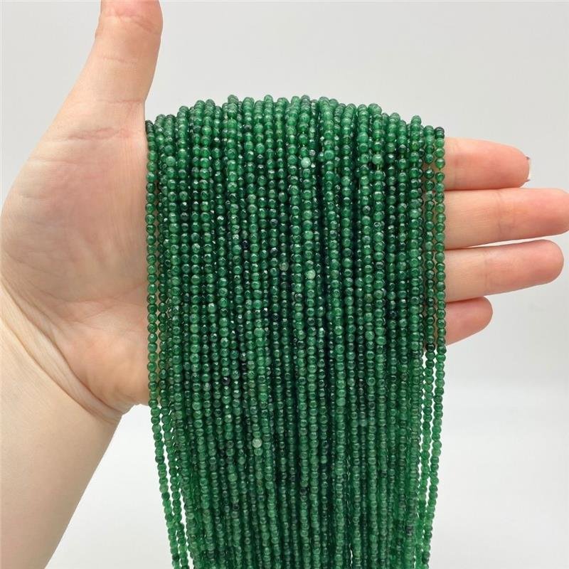 FIO DE PEDRA JADE ESMERALDA TRANSLUCIDO BOLA FACETADA 3MM