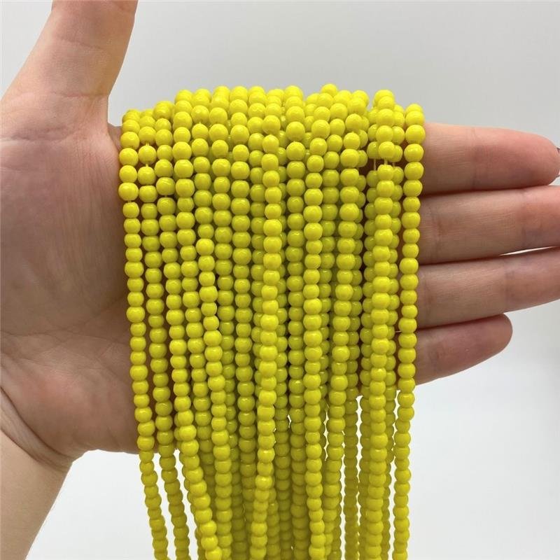 FIO DE PEDRA JADE AMARELO NEON BOLA FACETADA 4MM