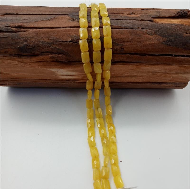 FIO DE PEDRA JADE VERDE OLIVA RETÂNGULO FACETADO 8X12MM