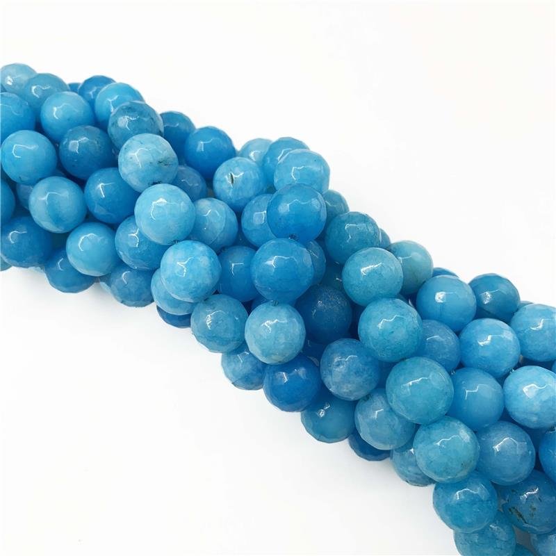 FIO DE PEDRA JADE AZUL CELESTE BOLA FACETADA 12MM