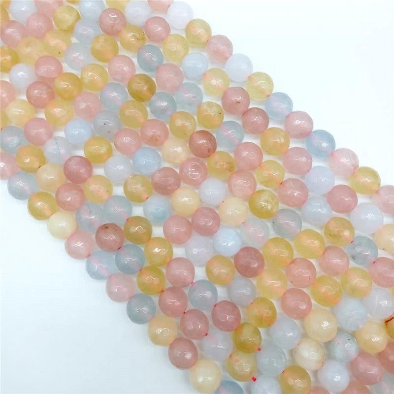 FIO DE PEDRA JADE ARCO-ÍRIS TRANSLUCIDO BOLA FACETADA 12MM