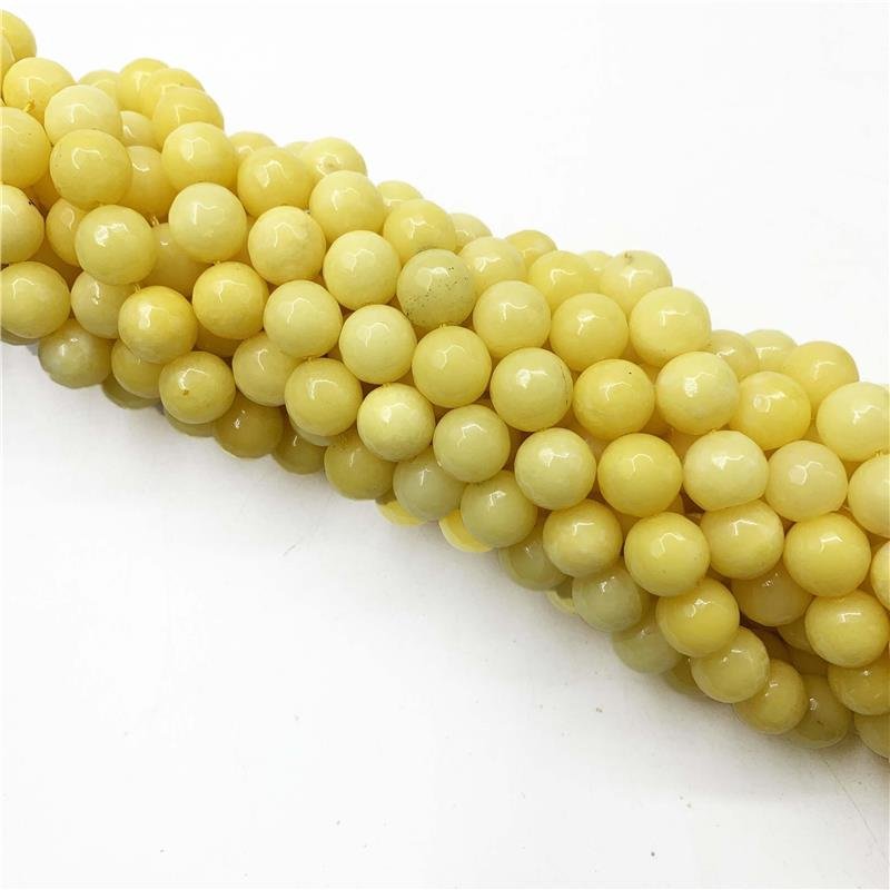 FIO DE PEDRA JADE AMARELO LEITOSO BOLA FACETADA 12MM