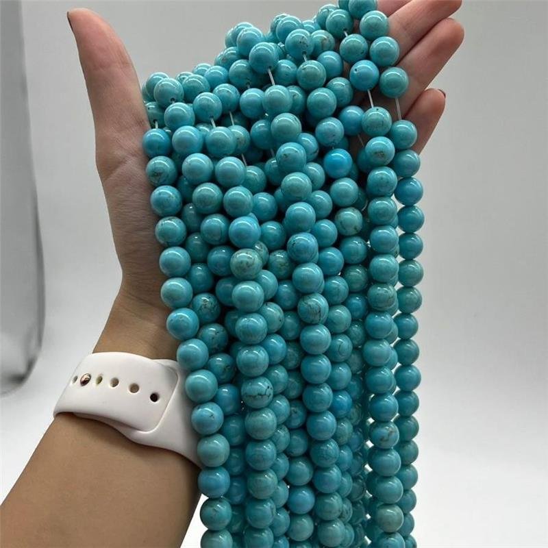 FIO DE PEDRA TURQUESA AZUL CLARO BOLA LISA 10MM