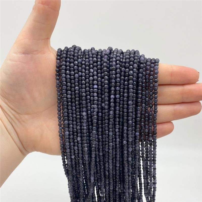 FIO DE PEDRA JADE CINZA ESCURO BOLA FACETADO 3MM