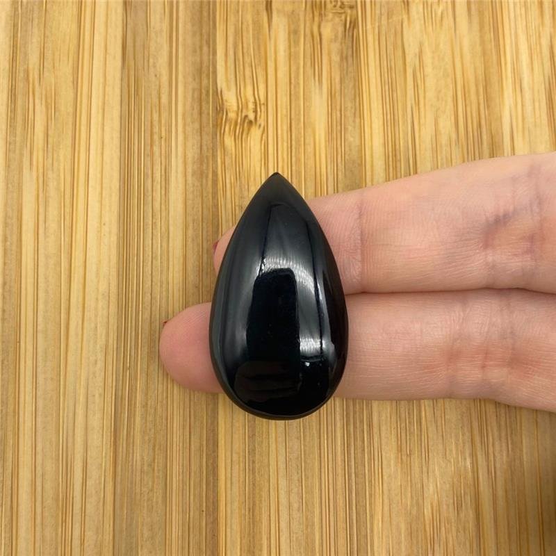 PEDRA AGATA PRETA GOTA LISA 33X18MM