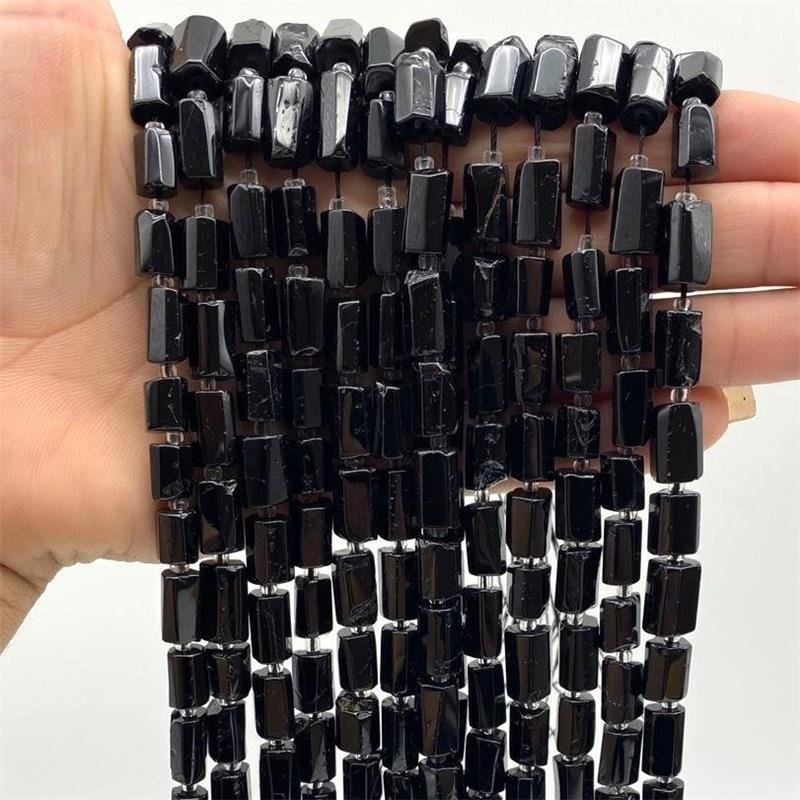 FIO DE TURMALINA NEGRA CUBO 8X12MM