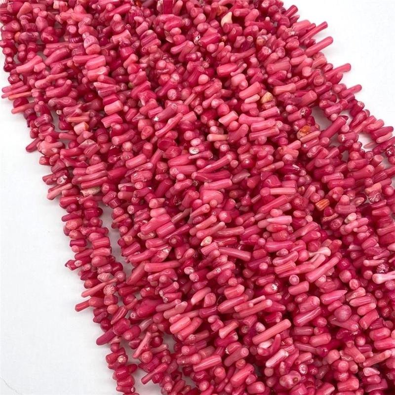 FIO DE PEDRA JASPE CORAL ROSA GALHO IRREGULAR