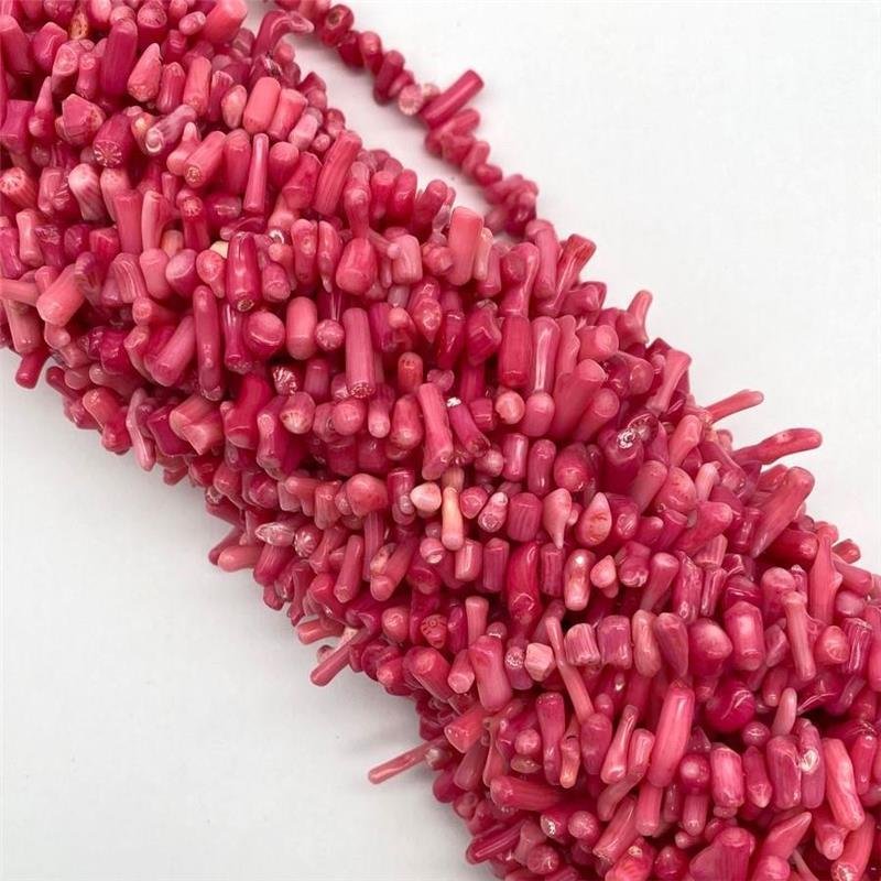 FIO DE PEDRA JASPE CORAL ROSA GALHO IRREGULAR