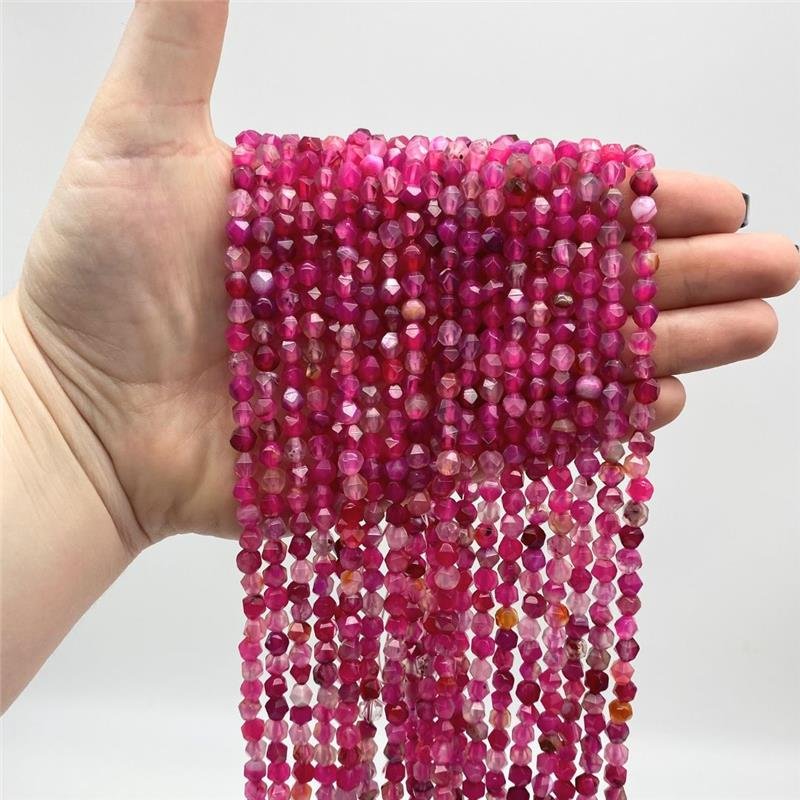 FIO DE PEDRA AGATA NATURAL ROSA BALÃO 6MM 