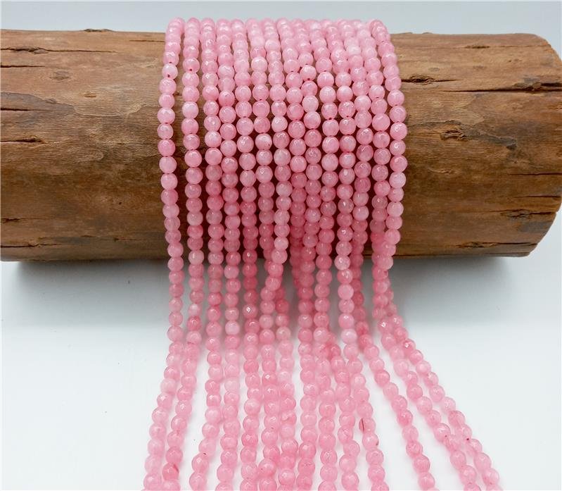 FIO DE PEDRA JADE ROSA CLARO BOLA FACETADA 6MM