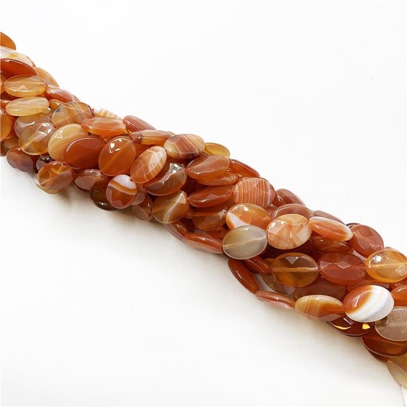 FIO DE PEDRA AGATA DE FOGO MESCLADA OVAL FACETADA 12X17MM