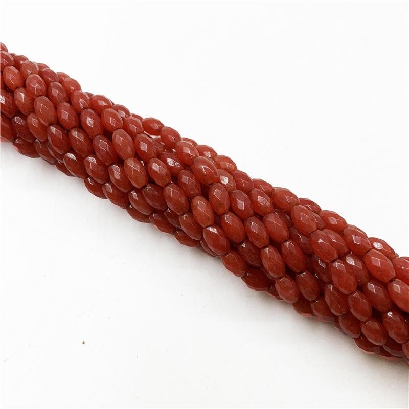 FIO DE PEDRA JADE CORAL BARRIL FACETADO 5X8MM