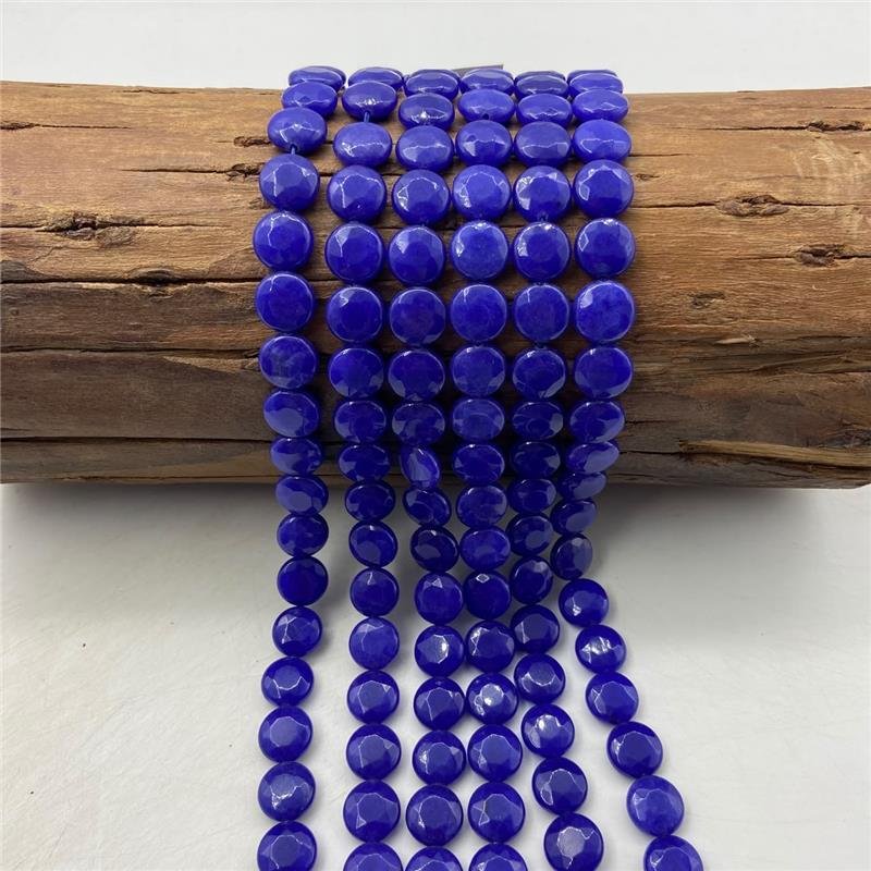 FIO DE PEDRA JADE AZUL BIC MOEDA FACETADA 12MM