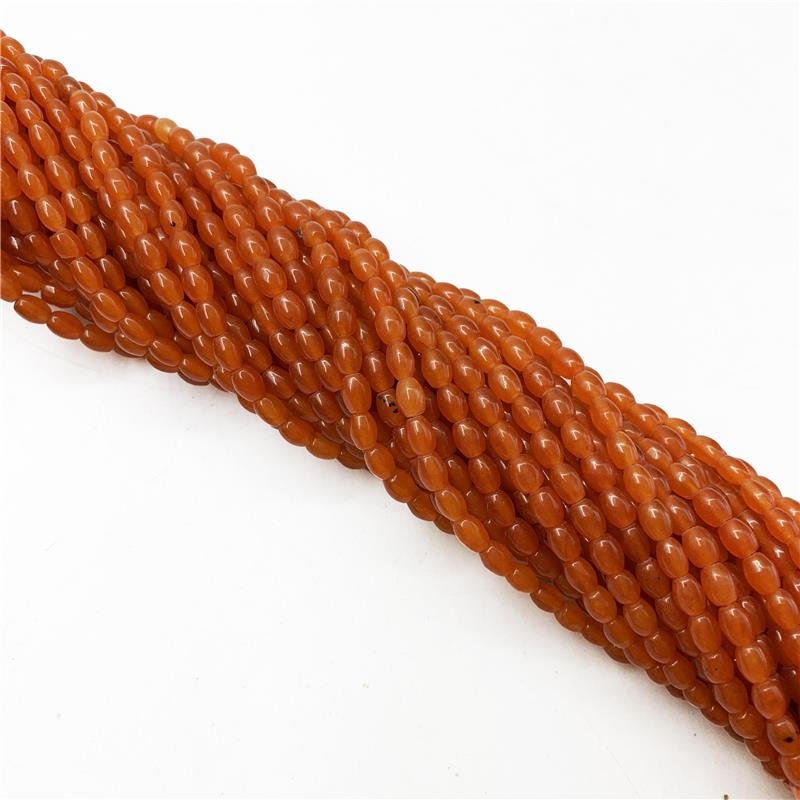 FIO DE PEDRA JADE LARANJA BARRIL LISO 4X6MM