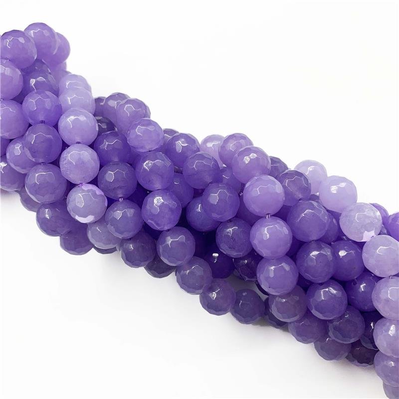 FIO DE PEDRA JADE LAVANDA BOLA FACETADO 12MM