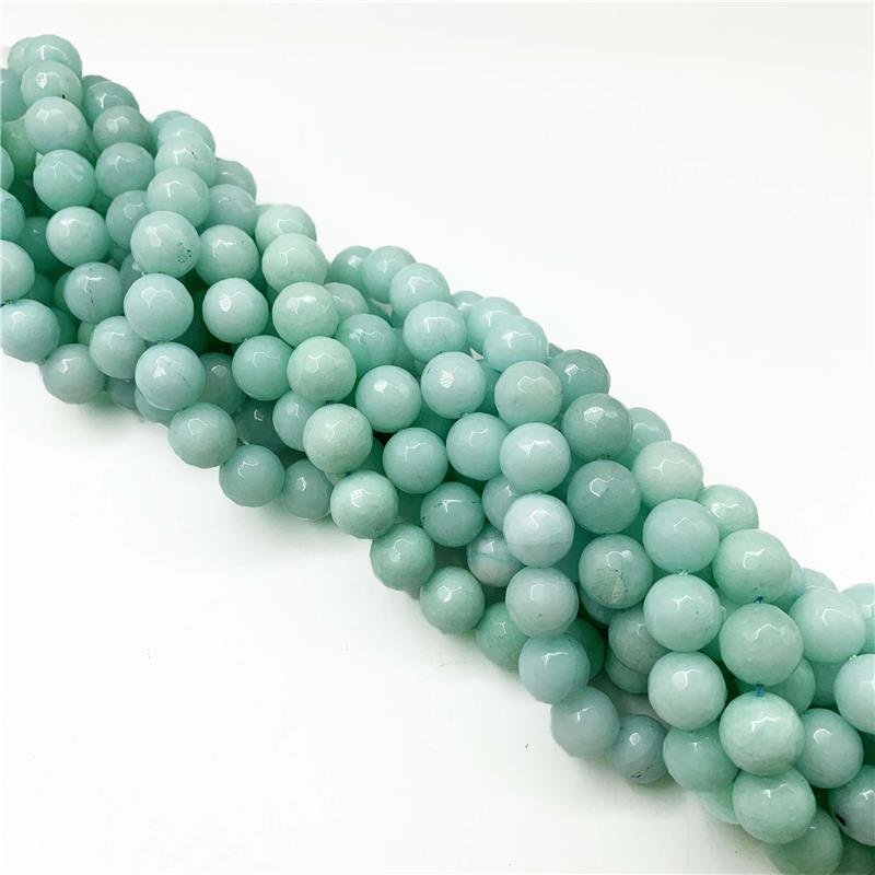 FIO DE PEDRA JADE VERDE AGUA LEITOSO BOLA FACETADO 12MM 
