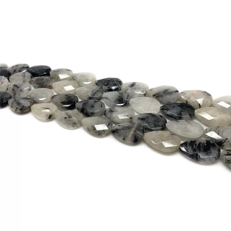 FIO DE QUARTZO TURMALINADO GOTA FACETADO 20X30MM