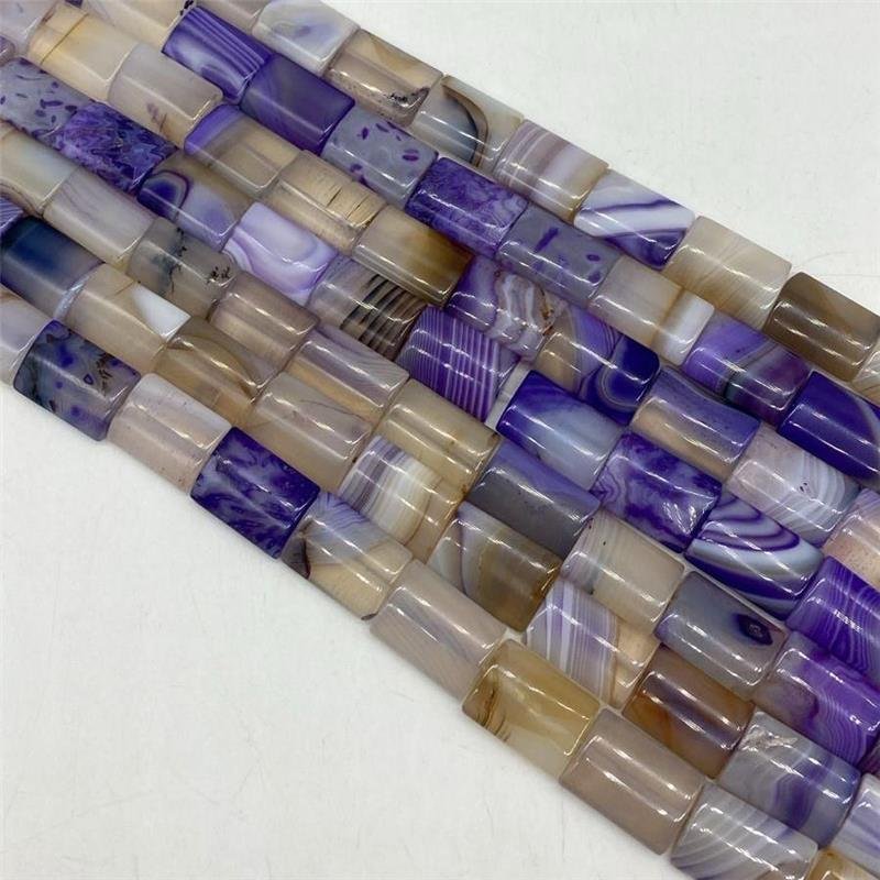 FIO DE PEDRA AGATA ROXO MESCLADA RETANGULAR 15X20MM