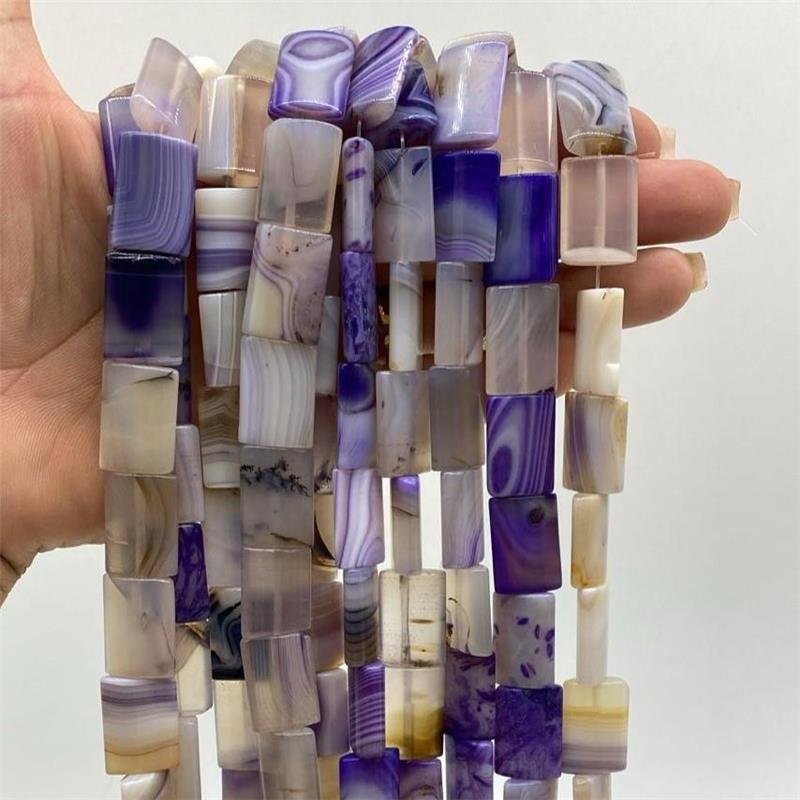 FIO DE PEDRA AGATA ROXO MESCLADA RETANGULAR 15X20MM