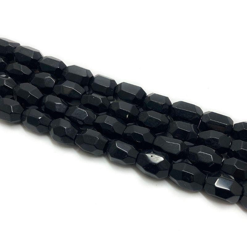 FIO DE PEDRA AGATA PRETA BARRIL IRREGULAR 13X18MM 