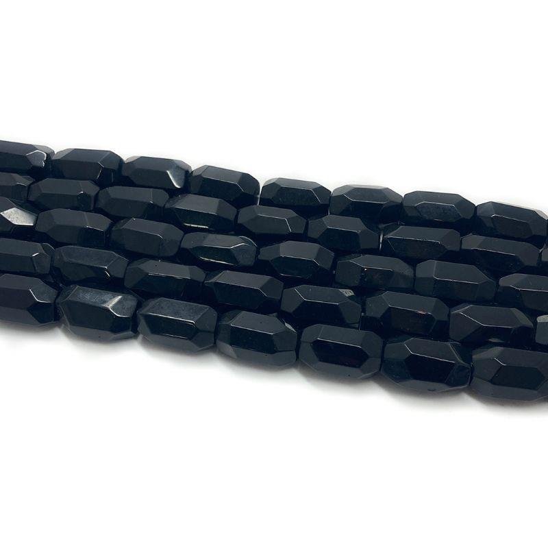 FIO DE PEDRA AGATA PRETA BARRIL IRREGULAR 15X25MM