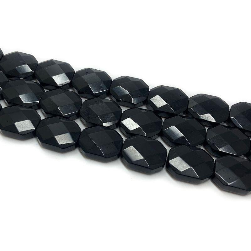 FIO DE PEDRA ÁGATA PRETA NATURAL OCTAGONO 20X25MM