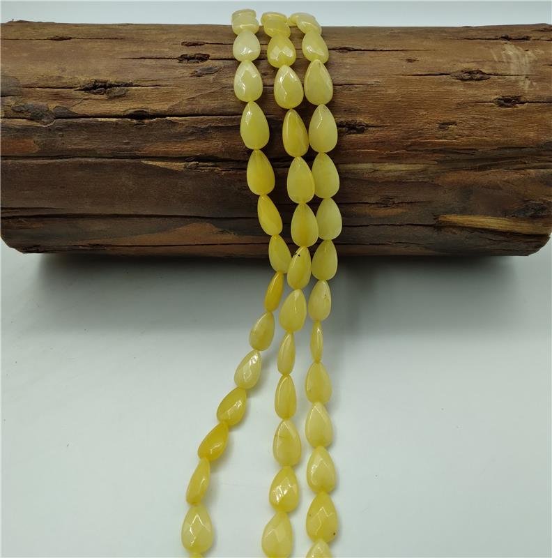 FIO DE PEDRA JADE AMARELO GOTA FLAT 10X16MM