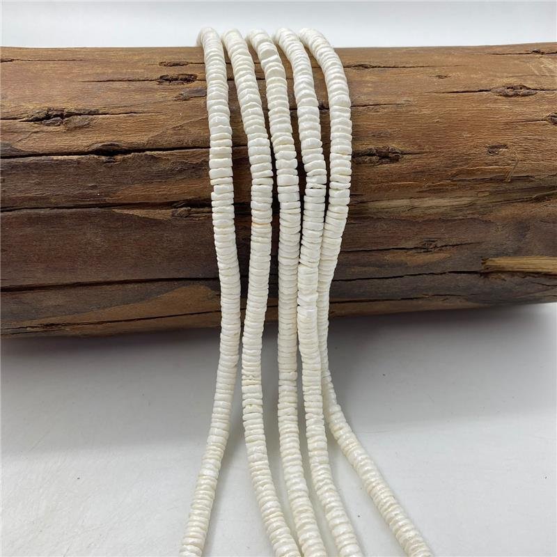 FIO DE PEDRA CONCHA RONDEL BRANCO IRREGULAR 6MM