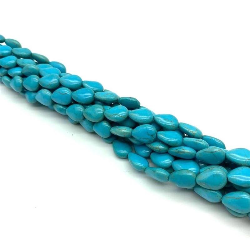 FIO DE PEDRA HOWLITA TURQUESA GOTA FLAT 10X14MM