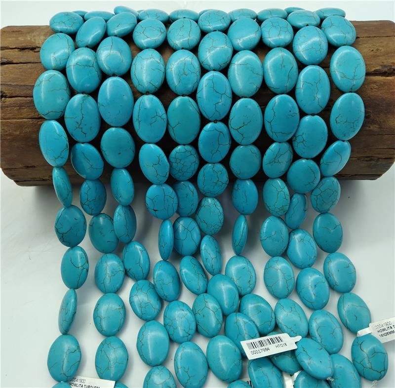 FIO DE PEDRA HOWLITA TURQUESA OVAL LISO 18X25MM