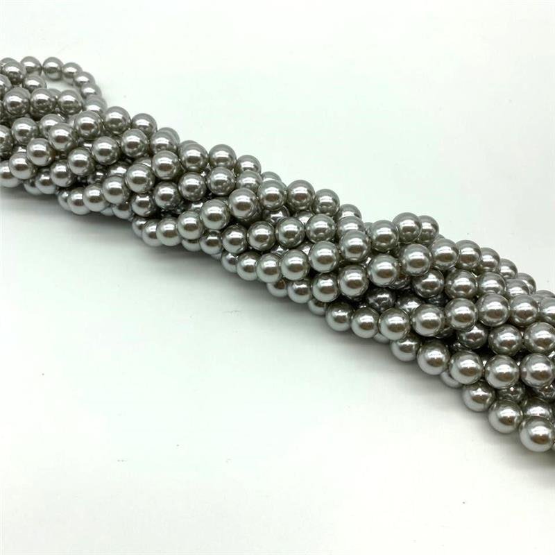 FIO DE PEROLA SHELL PRATEADA BOLA LISA 10MM 